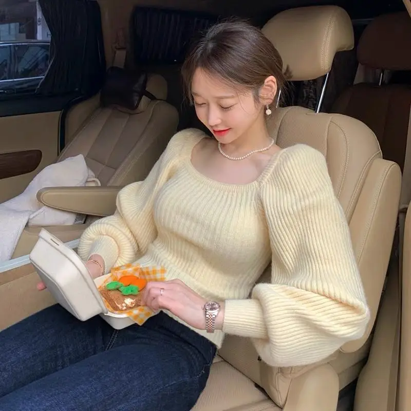 Super Knitting Sweaters Woman Loose Short Square Collar Knit Jumper Woman Lantern Sleeve Sweater Pullover Female Tops J40
Super Knitting Sweaters Woman Loose Short Square Collar Knit Jumper Woman Lantern Sleeve Sweater Pullover Female Tops J40