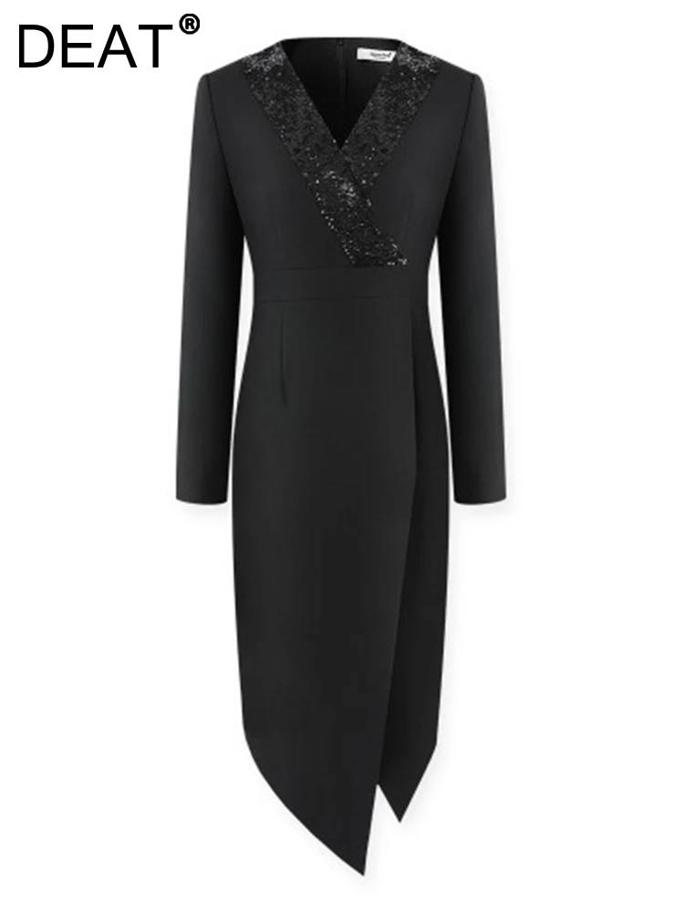 DEAT Fashion Women's Dress Slim V-neck Full Sleeve Waist A-line Asymmetric Knee-length Evening Dresses Autumn 2023 New 17A9677
DEAT Fashion Women's Dress Slim V-neck Full Sleeve Waist A-line Asymmetric Knee-length Evening Dresses Autumn 2023 New 17A9677
