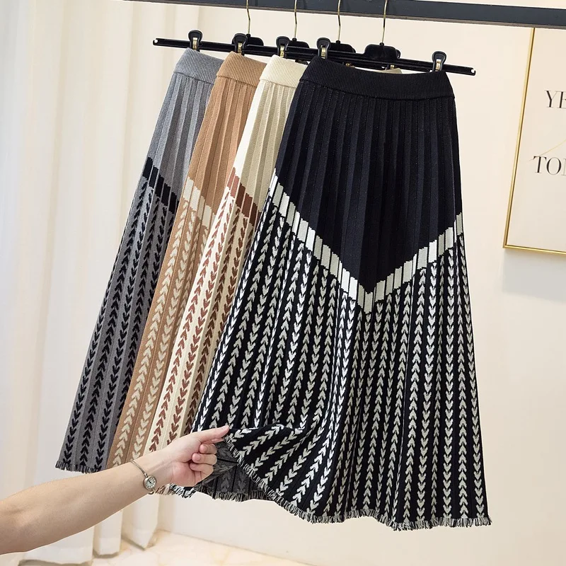 Casual Loose Tassel Knit Pleated Skirts for Women's Winter Skirts 2023 New Versatile High Waist Slim Swing A-line Midi Skirt
Casual Loose Tassel Knit Pleated Skirts for Women's Winter Skirts 2023 New Versatile High Waist Slim Swing A-line Midi Skirt