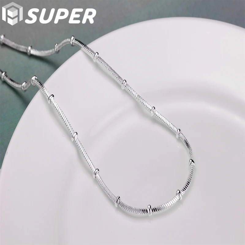 925 Sterling Silver 18/20 Inch 1.2/2mm Snake Chain Beads Necklace For Women Man Fashion Wedding Engagement Jewelry
925 Sterling Silver 18/20 Inch 1.2/2mm Snake Chain Beads Necklace For Women Man Fashion Wedding Engagement Jewelry