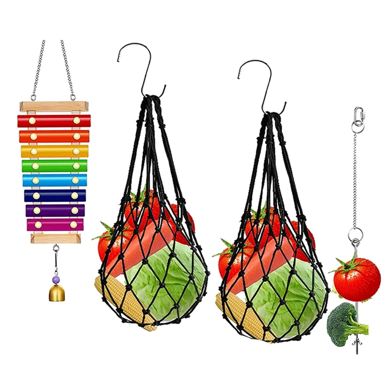 4 PCS Chicken Toys for Coop, Veggies Fruit Hanging Feeder for Chicken Coop Accessories, Chicken Bells Toys for Hens
4 PCS Chicken Toys for Coop, Veggies Fruit Hanging Feeder for Chicken Coop Accessories, Chicken Bells Toys for Hens
