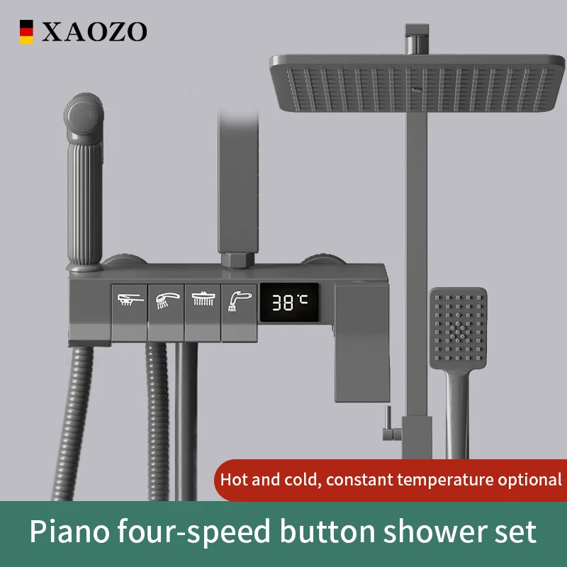 Grey/White/Black/Black Gold/Plating Piano Keys Full Copper Shower Faucet Starlight Thermostatic Digital Display Shower Set
Grey/White/Black/Black Gold/Plating Piano Keys Full Copper Shower Faucet Starlight Thermostatic Digital Display Shower Set
