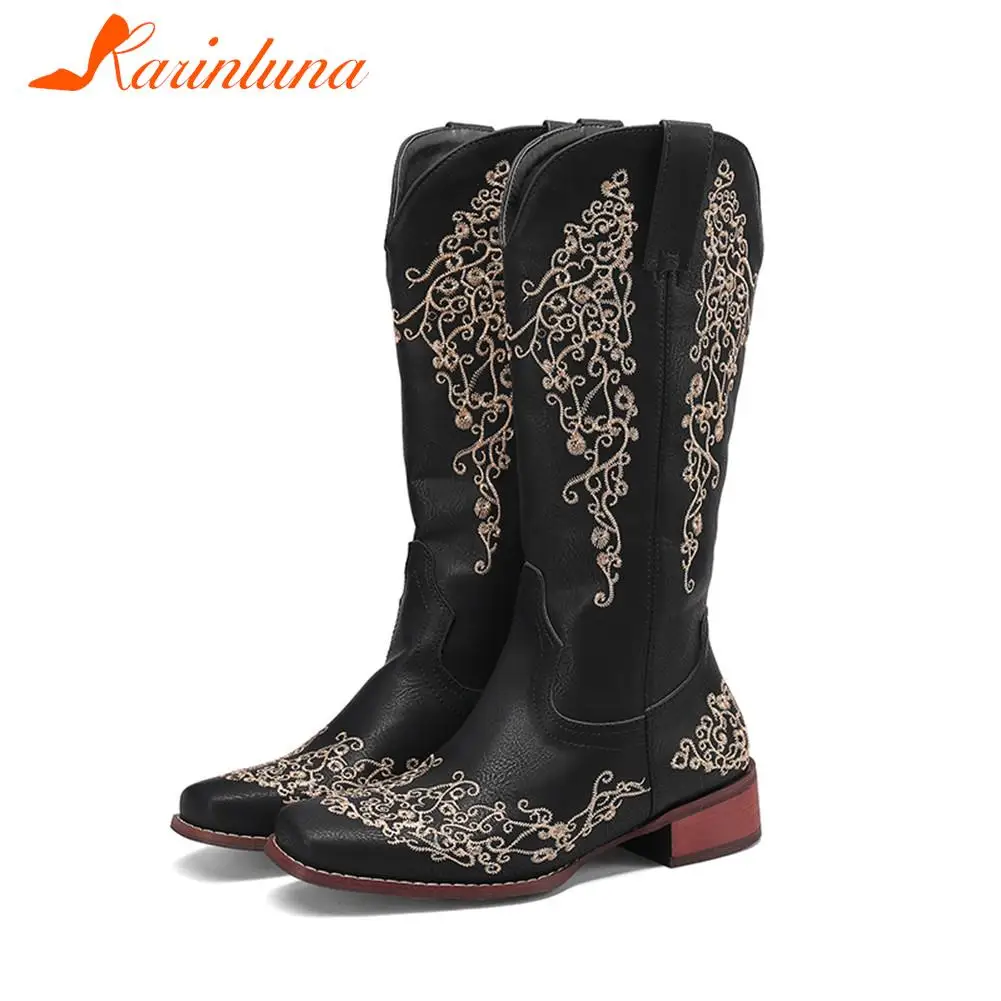 Karinluna Fashion New Embroidery Ladies Boots mid-calf Solid Chunky High Heels Women pointed-toe Shoes Female Big Size 35-43
Karinluna Fashion New Embroidery Ladies Boots mid-calf Solid Chunky High Heels Women pointed-toe Shoes Female Big Size 35-43