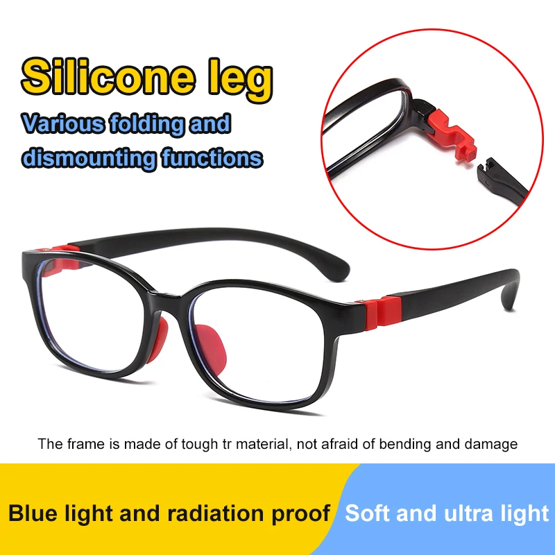 

Детские очки для чтения Tr90, студенческие очки, очки с блокировкой синего света, силиконовые прозрачные линзы, очки с защитой от синего света