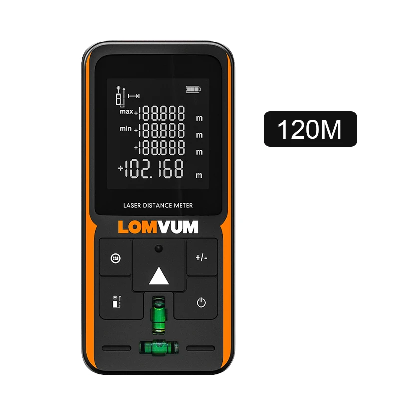 

LOMVUM Laser Meter 50m 120m Digital Tape Bubble Leveling Distance Meter Rangefinder Built Measuring Tools Metro Range Finder