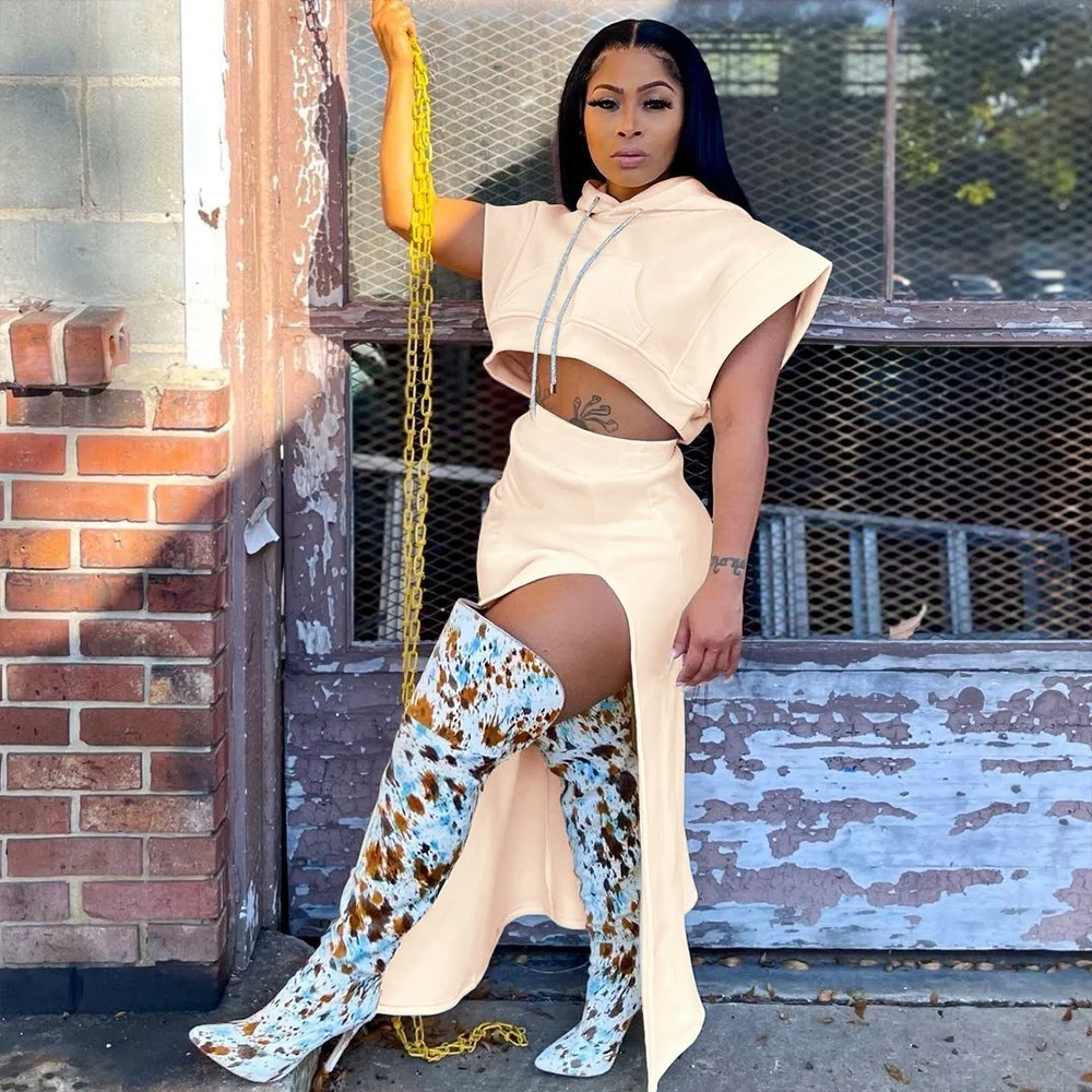 ZJFZML ZZ Women Clothing 2 Piece Dress Set Plus Size Hooded Drawstring Crop Hoodie+side High Split Skirt Dropshipping Wholesale
ZJFZML ZZ Women Clothing 2 Piece Dress Set Plus Size Hooded Drawstring Crop Hoodie+side High Split Skirt Dropshipping Wholesale