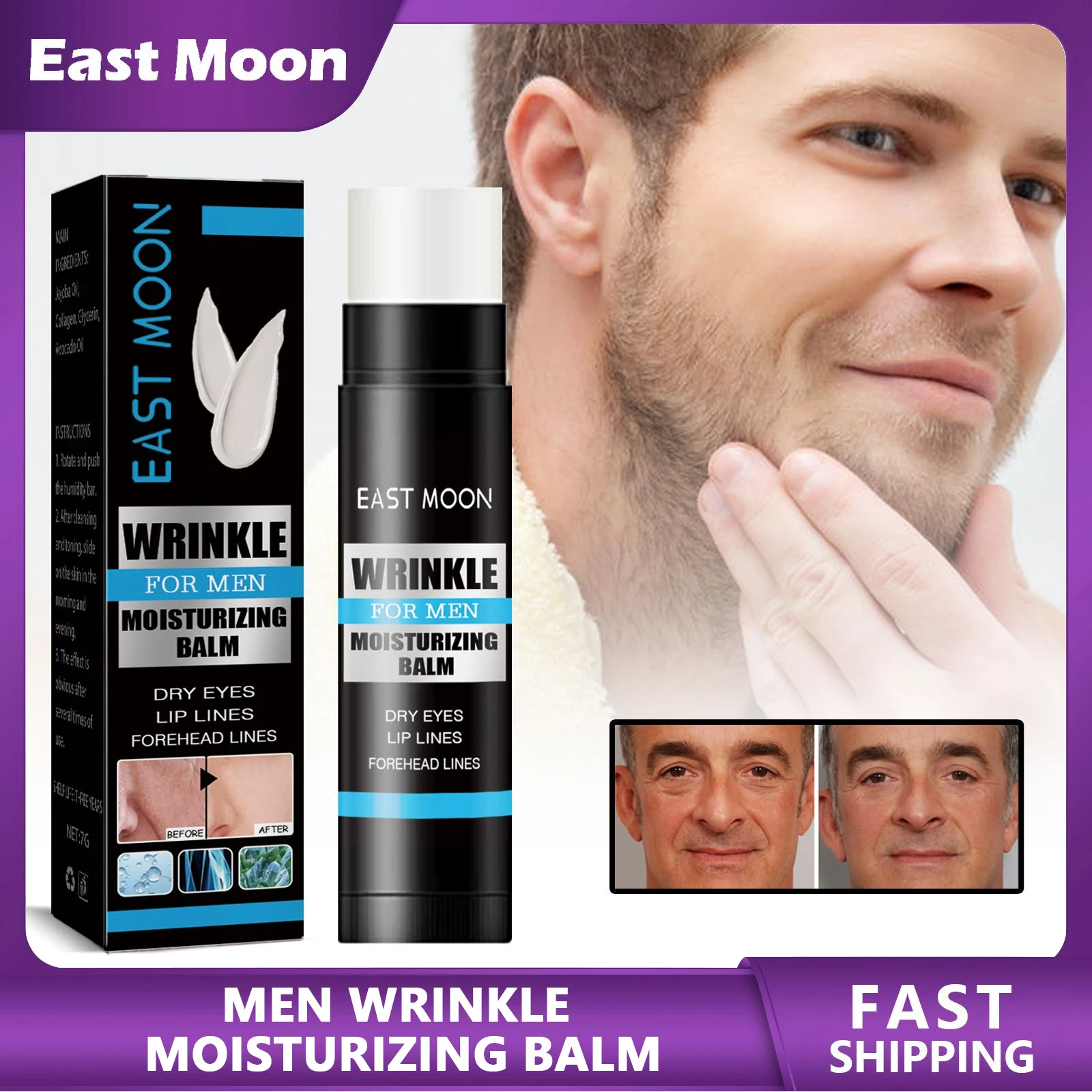 

Men's Anti-wrinkle Moisturizing Stick Fade Fine Lines Shrink Pores Firming Tightening Anti-aging Improve Dullness Facial Care