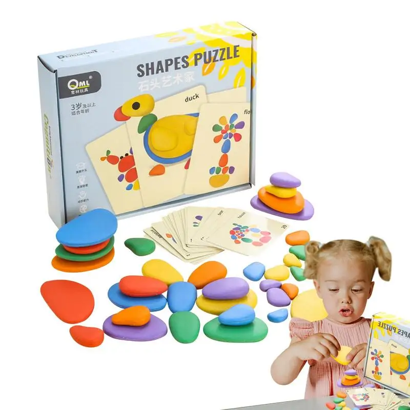 

Набор разноцветных камней для сборки и сортировки, декоративные Обучающие Развивающие игрушки для мальчиков и девочек