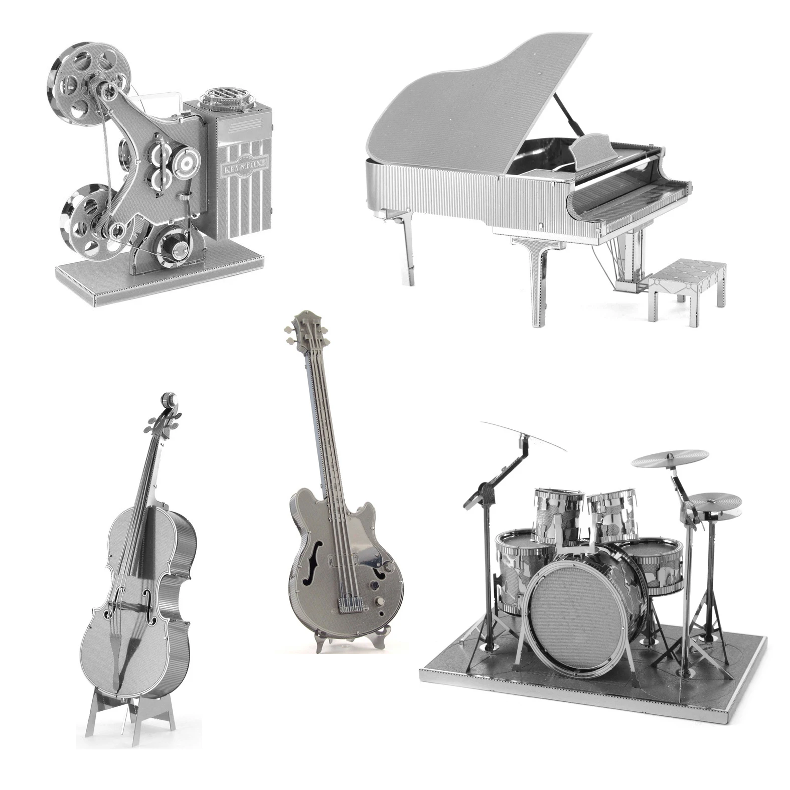 Musical instrument 3D Metal Puzzle Grand Piano Drum Set Bass Fiddle model KITS Assemble Jigsaw Puzzle Gift Toys For Children
Musical instrument 3D Metal Puzzle Grand Piano Drum Set Bass Fiddle model KITS Assemble Jigsaw Puzzle Gift Toys For Children