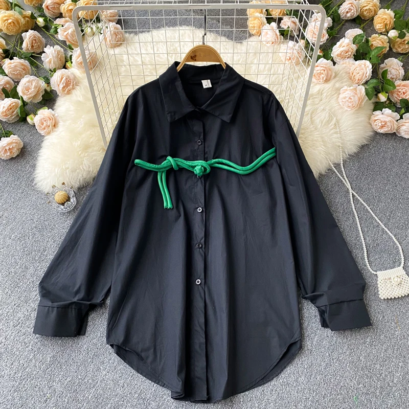 SuperAen 2022 New Turn Down Collar Solid Full Shirt Women's Spring Knot Casual Tops
SuperAen 2022 New Turn Down Collar Solid Full Shirt Women's Spring Knot Casual Tops