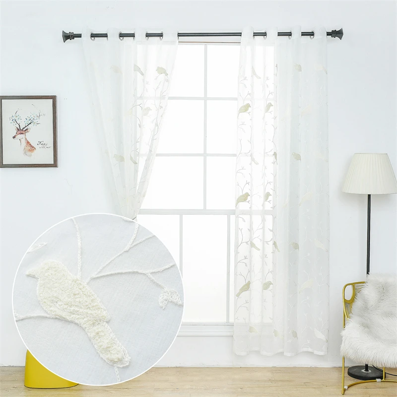 Embroidered White Tulle Curtains for Living Room Bedroom Bird Pattern Voile Sheer Curtain for Kitchen Window Blind Panels
Embroidered White Tulle Curtains for Living Room Bedroom Bird Pattern Voile Sheer Curtain for Kitchen Window Blind Panels