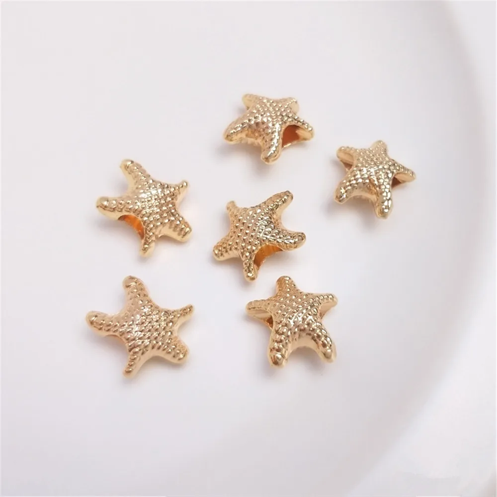 14K Gold Color starfish big hole beads handmade string ornaments fat big star with beads DIY bracelet first jewelry accessories
14K Gold Color starfish big hole beads handmade string ornaments fat big star with beads DIY bracelet first jewelry accessories