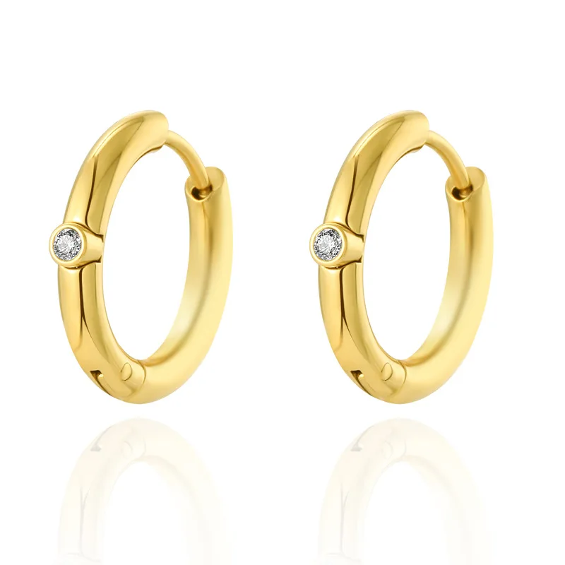 Women Huggie 18k Gold Plated Simple Stainless Steel Hoop Earrings Tarnish Free Titanium Steel Diamond Hoop Earring
Women Huggie 18k Gold Plated Simple Stainless Steel Hoop Earrings Tarnish Free Titanium Steel Diamond Hoop Earring