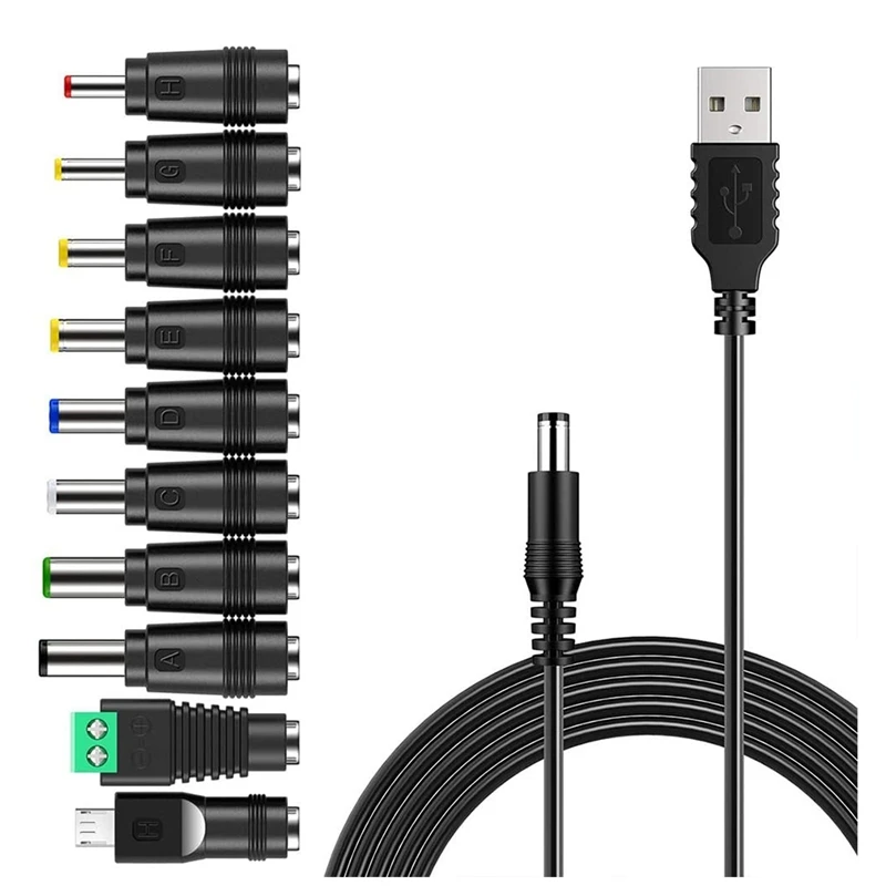 

USB-кабель питания постоянного тока универсальный USB-разъем зарядный кабель шнур питания со сменными разъемами адаптер