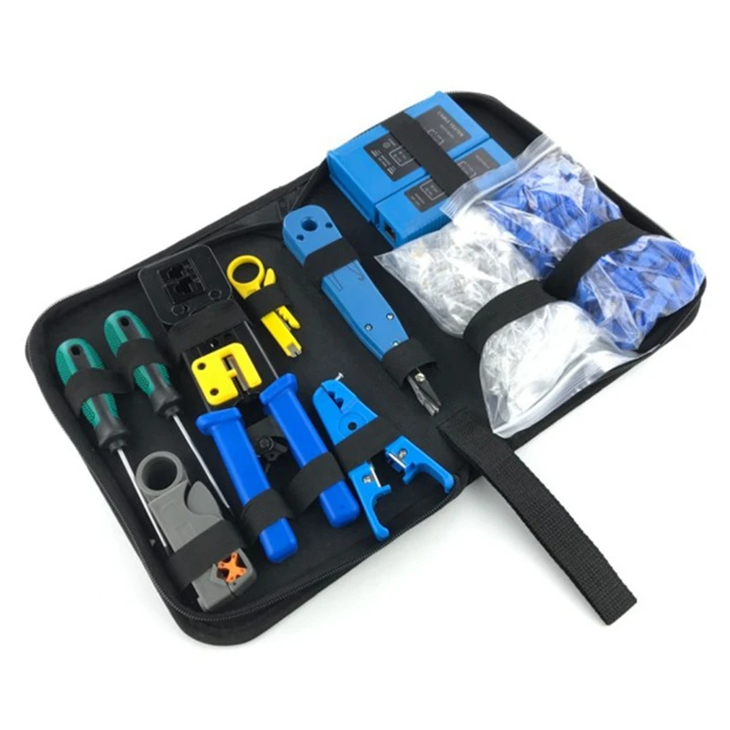 RJ45 Crimping Tool Kit for RJ11/RJ12/CAT5/CAT6/Cat5E Computer Maintenacnce Lan Cable Tester Network Repair Tool Set
RJ45 Crimping Tool Kit for RJ11/RJ12/CAT5/CAT6/Cat5E Computer Maintenacnce Lan Cable Tester Network Repair Tool Set
