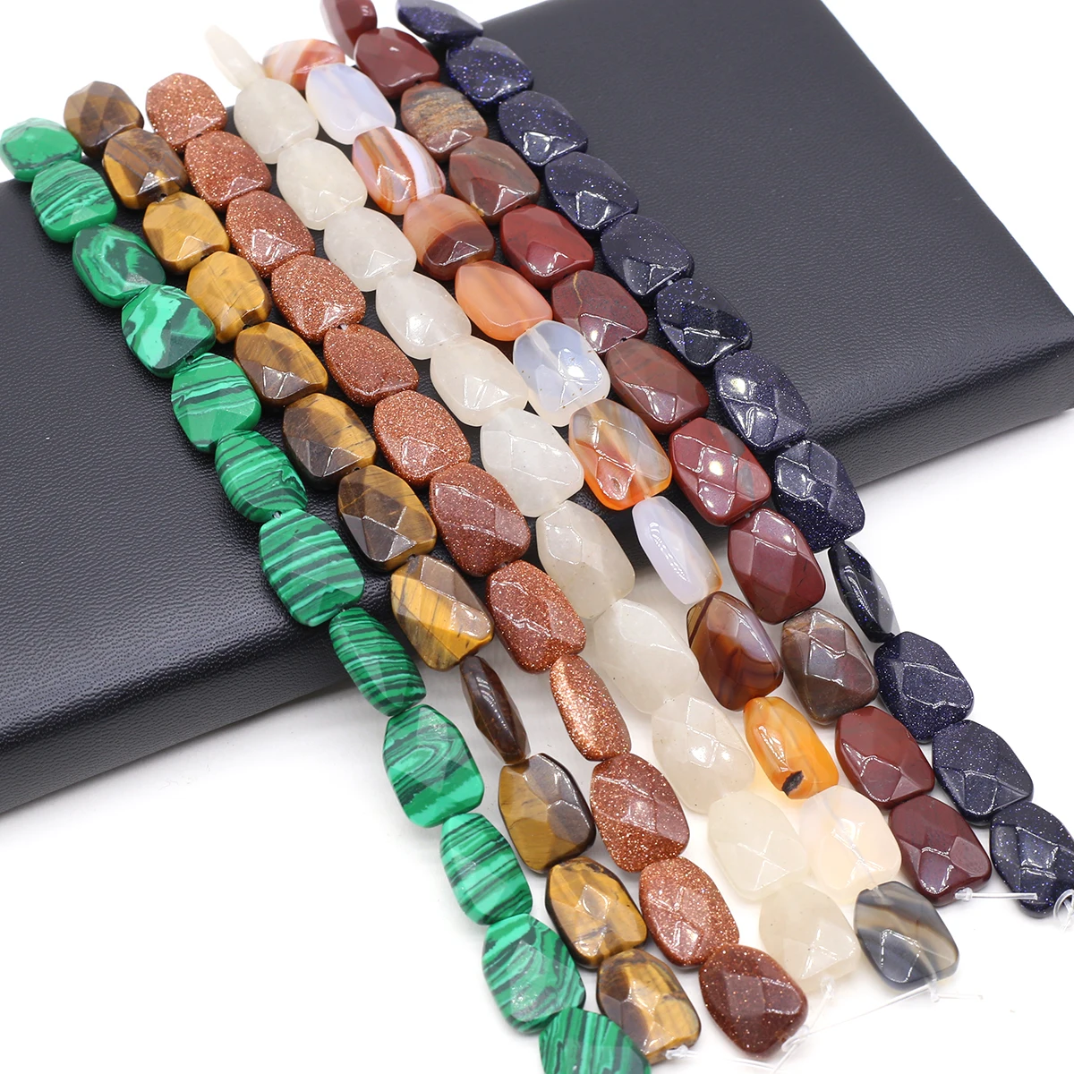 

Natural Stone Beads Aquamarine/Opal/Unakite Polygon Faceted Bead For Jewelry Making DIY Necklace Bracelet Earrings Accessory