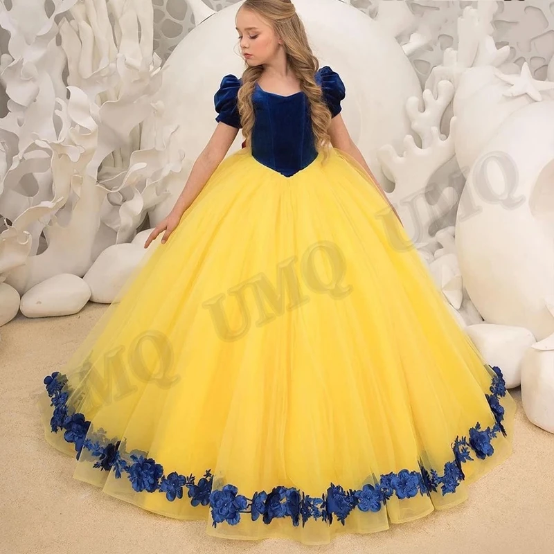 

Бальное платье, желтое платье для маленьких девочек на день рождения с цветами, платья для девочек-подростков на свадьбу и вечеринку, модное платье для показа и первого причастия