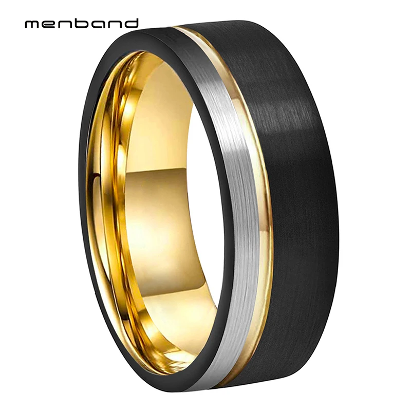Black Gold Wedding Band Tungsten Carbide Jewelry Ring For Men Women With Brushed And Offset Grooved Finish 8MM Comfort Fit
Black Gold Wedding Band Tungsten Carbide Jewelry Ring For Men Women With Brushed And Offset Grooved Finish 8MM Comfort Fit