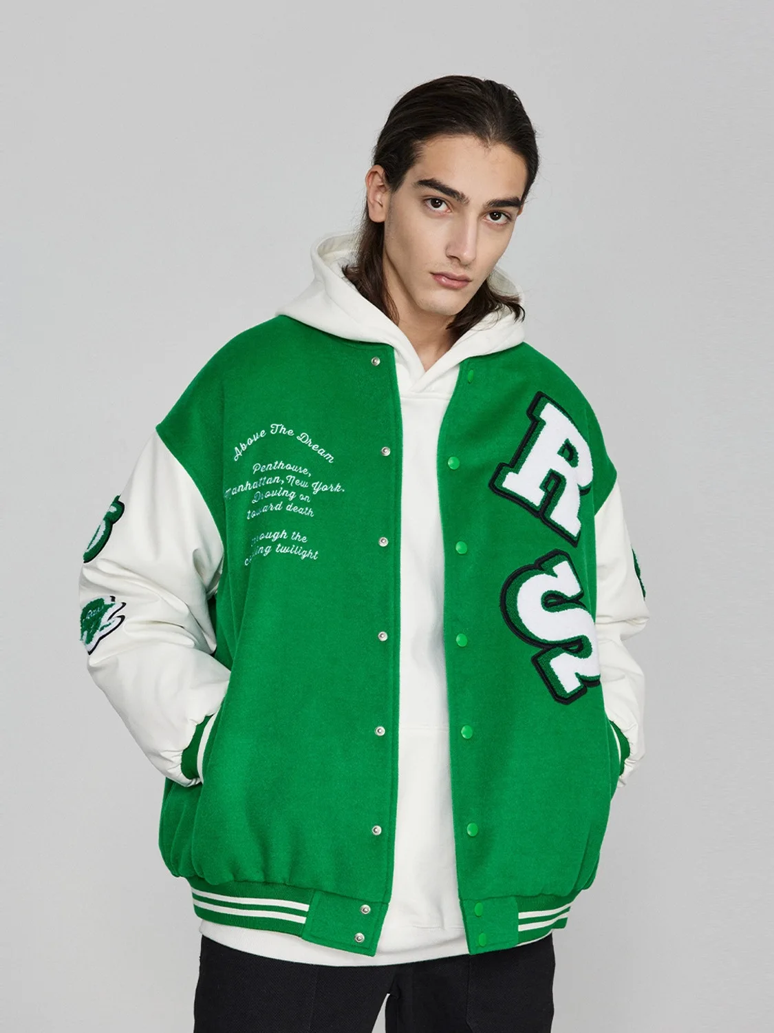 Tide Brand Fun Typography Green Baseball Uniform Men's Ins Spring and Autumn American Retro Loose Leather Sleeve Couple Jacket
Tide Brand Fun Typography Green Baseball Uniform Men's Ins Spring and Autumn American Retro Loose Leather Sleeve Couple Jacket