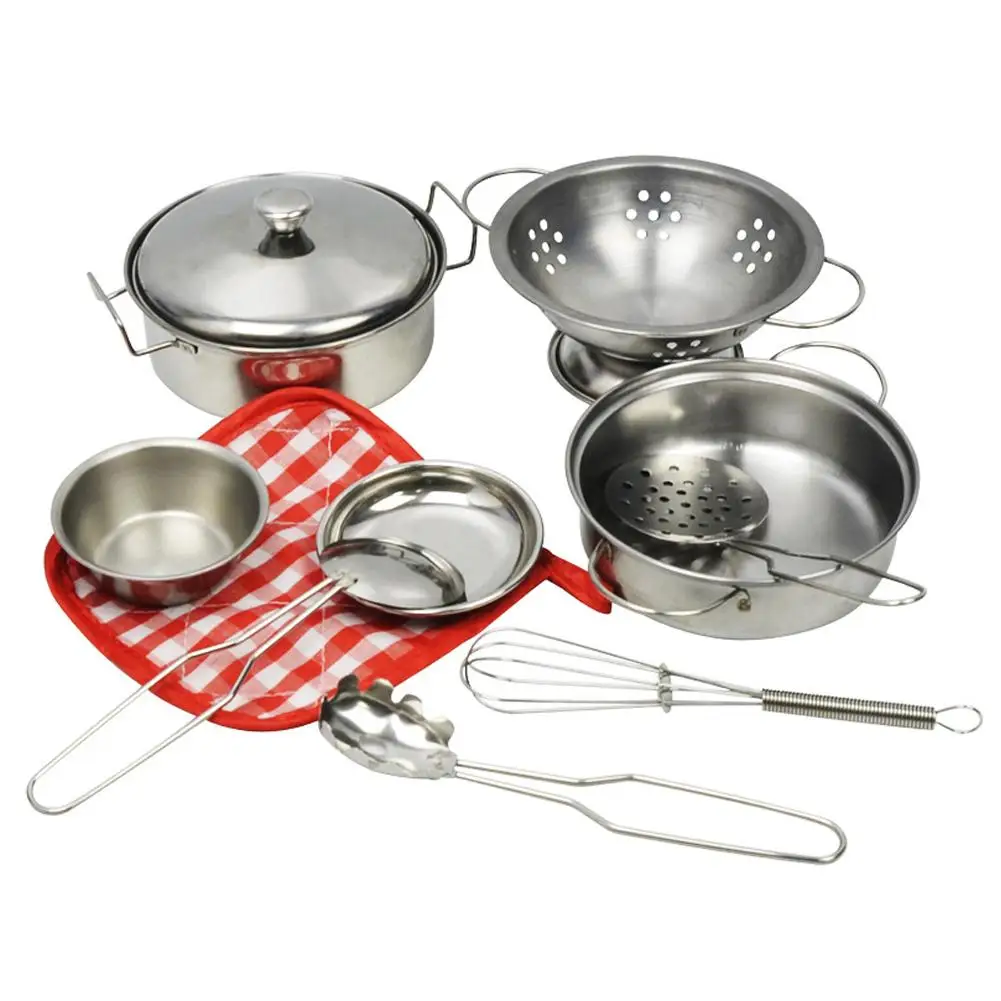 10Pcs/set Kitchen Pretend Cooking Toy Cookware for Kids Stainless Steel Pots Pans Cooking Utensils
10Pcs/set Kitchen Pretend Cooking Toy Cookware for Kids Stainless Steel Pots Pans Cooking Utensils