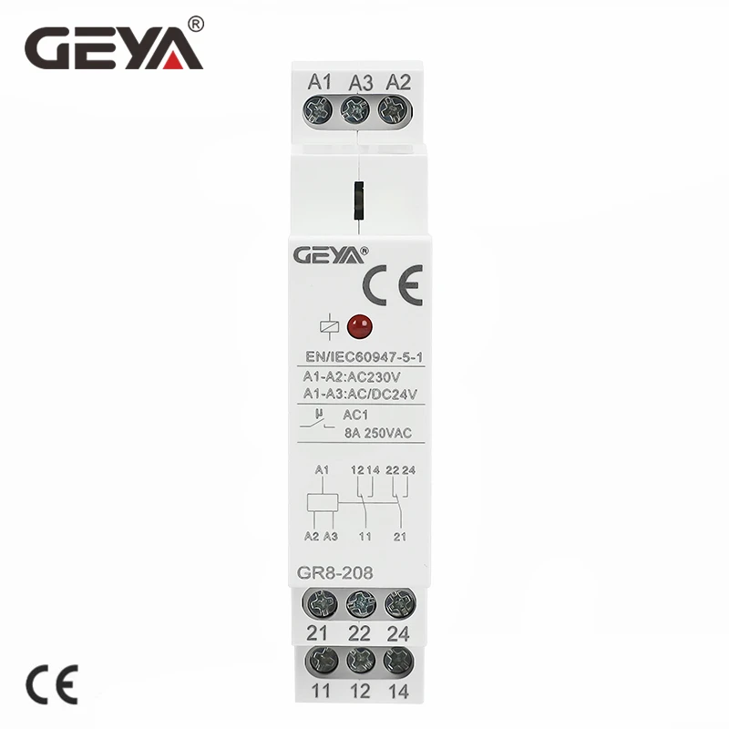 GEYA Din Rail GR8 AC230V DC24V или AC/DC110V промежуточное реле, вспомогательное реле 8A 16A SPDT, электронный релейный переключатель
GEYA Din Rail GR8 AC230V DC24V или AC/DC110V промежуточное реле, вспомогательное реле 8A 16A SPDT, электронный релейный переключатель