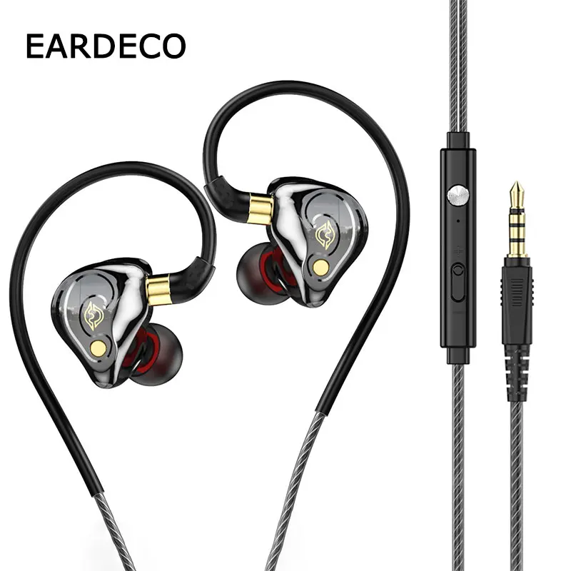 

EARDECO Wired Headphones Lightning Type C 3.5MM Bass Stereo Earbuds with Mic Earphone Noise Canceling Sport Earhook Ear Phones