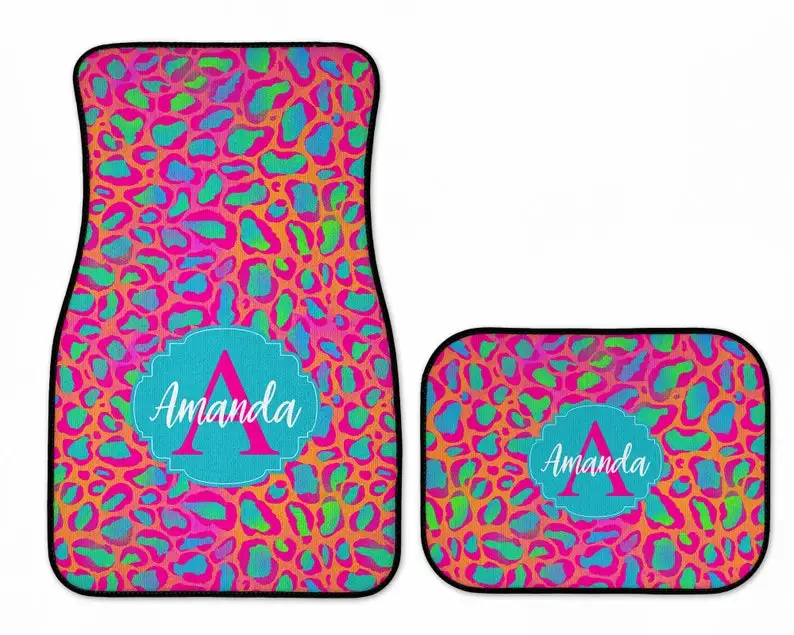 Pink & Orange Leopard Print Pattern Personalized Car Floor Mats - Made in the USA
Pink & Orange Leopard Print Pattern Personalized Car Floor Mats - Made in the USA