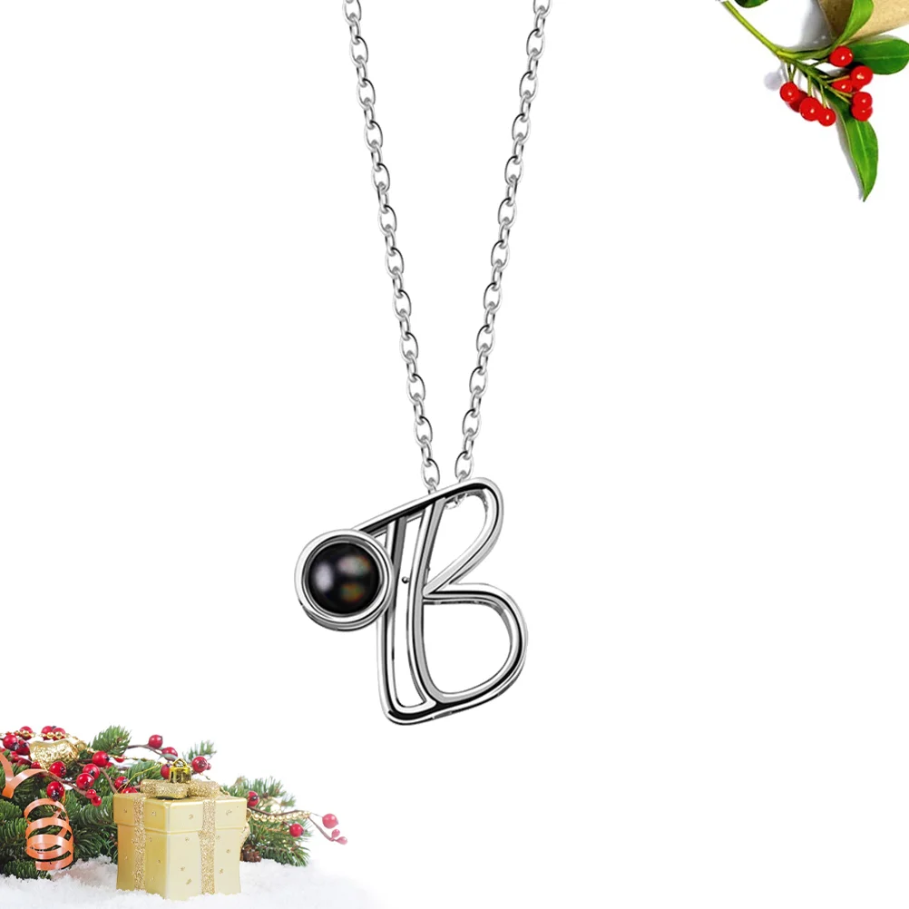 

Creative Letter Chain Delicate Alphabet Projective Pendant Necklace Valentines Day Gifts (B)