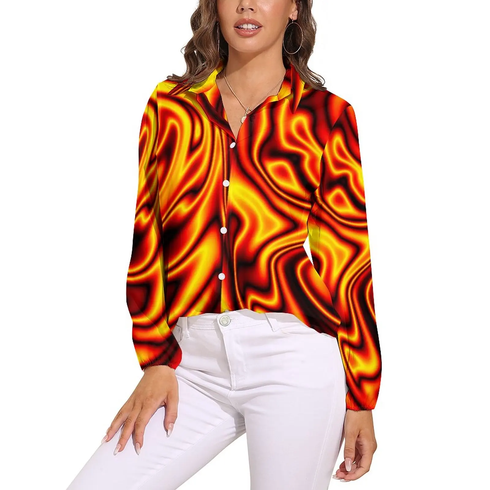 Thin Black Line Blouse Fireball Print Elegant Graphic Blouses Female Long Sleeve Streetwear Shirts Autumn Oversize Top
Thin Black Line Blouse Fireball Print Elegant Graphic Blouses Female Long Sleeve Streetwear Shirts Autumn Oversize Top