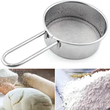 Stainless Steel 40 Mesh Flour Sieve Filter Handheld Mini Sugar Cocoa Matcha Powder Strainer Sifter Baking Kitchen Accessories