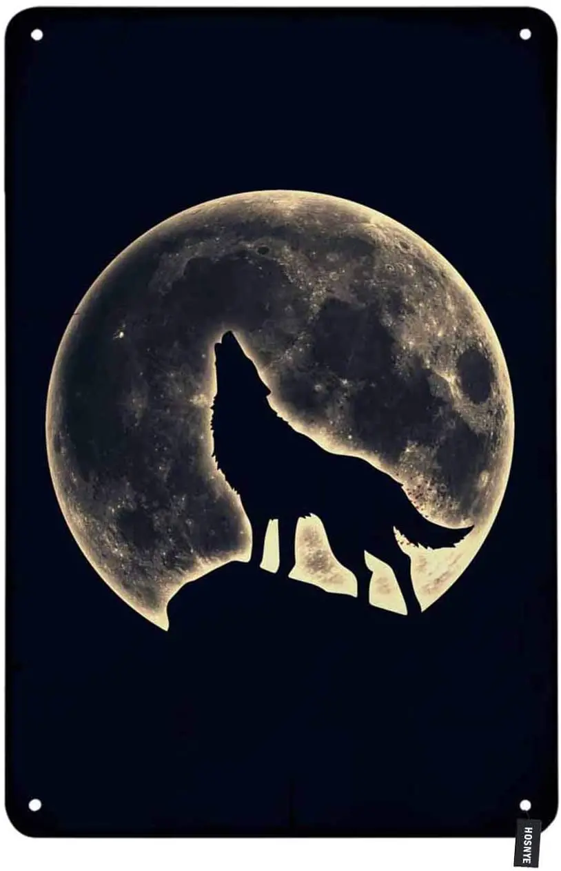 Wolf Howling Full Moon with Rocks and Moonlight At Night Home Room Decoration Office People Cave Wall Decoration Metal Wall Sign
Wolf Howling Full Moon with Rocks and Moonlight At Night Home Room Decoration Office People Cave Wall Decoration Metal Wall Sign