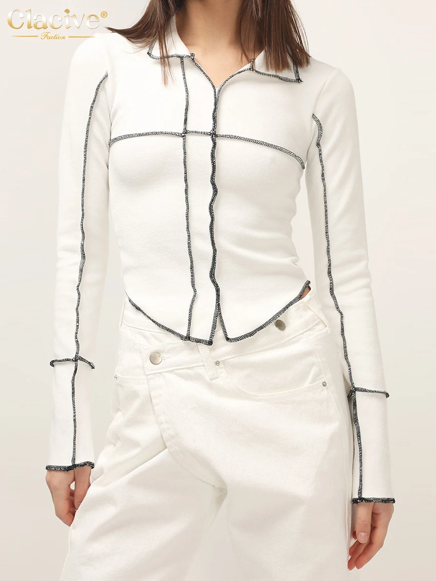 Clacive Bodycon White Top Women Fashion Lapel Long Sleeve T Shirts Elegant Slim Classic Tee Tops Female Clothing 2023 Y2k
Clacive Bodycon White Top Women Fashion Lapel Long Sleeve T Shirts Elegant Slim Classic Tee Tops Female Clothing 2023 Y2k