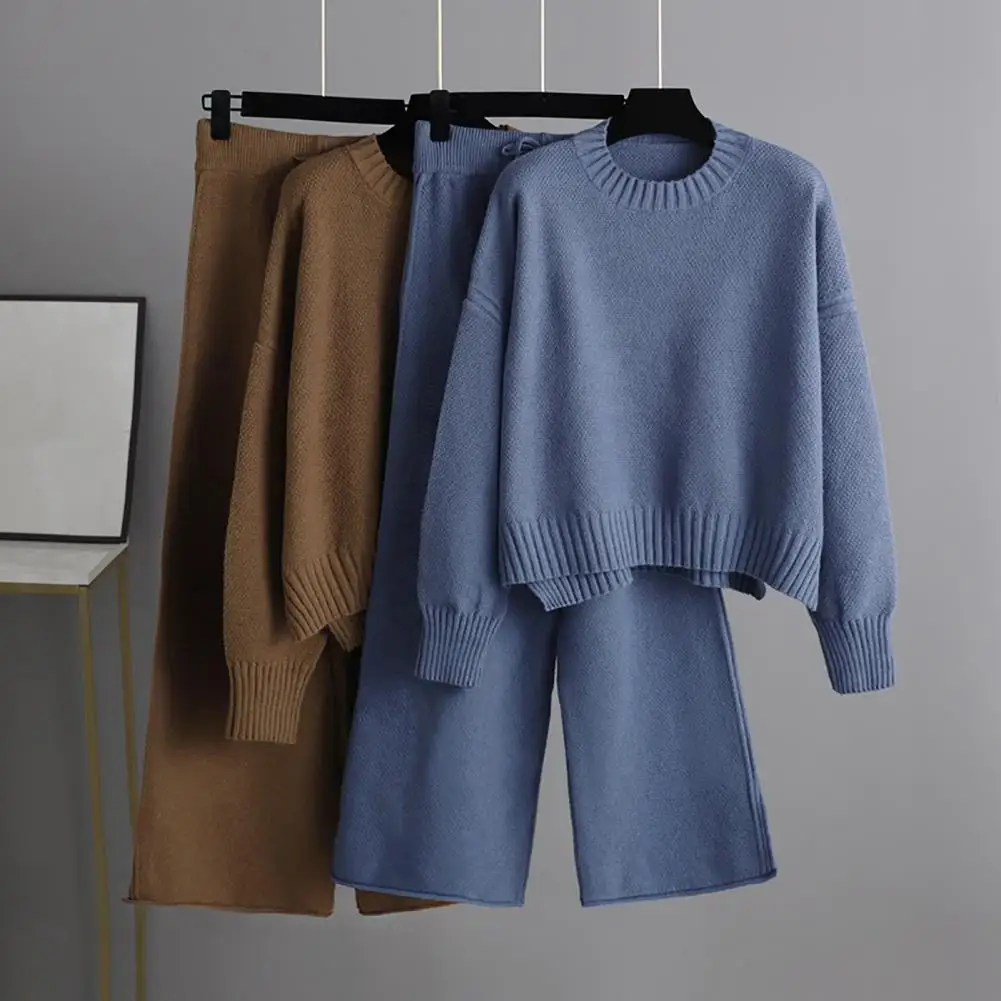 2 Pcs/Set Sweater Pants Set Round Neck Thicken Bouncy Drawstring Elastic Waist Deep Crotch Sweater Trousers Suit Women Clothes
2 Pcs/Set Sweater Pants Set Round Neck Thicken Bouncy Drawstring Elastic Waist Deep Crotch Sweater Trousers Suit Women Clothes