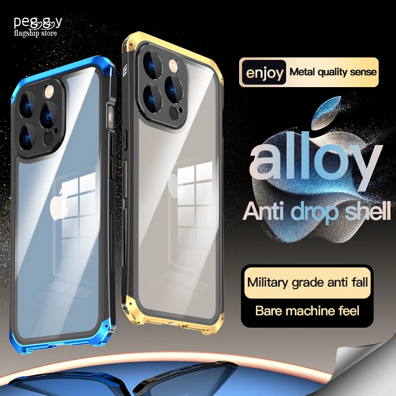 Metal glass Phone Case For iPhone 13 14 15 Pro Max 14Plus Pc Metal anti-Collision Strip For 11 Pro Max XR XS Max 7 8 Plus Cover
Metal glass Phone Case For iPhone 13 14 15 Pro Max 14Plus Pc Metal anti-Collision Strip For 11 Pro Max XR XS Max 7 8 Plus Cover