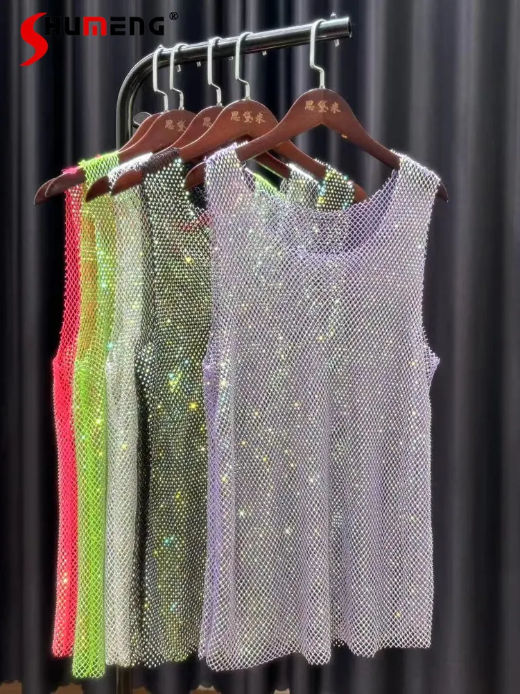 Sexy Shiny Hot Rhinestones Hollow Mesh Vest Top Women 2023 Summer New Color Diamonds Thin See-through Strap Mesh Shirts Camisole
Sexy Shiny Hot Rhinestones Hollow Mesh Vest Top Women 2023 Summer New Color Diamonds Thin See-through Strap Mesh Shirts Camisole