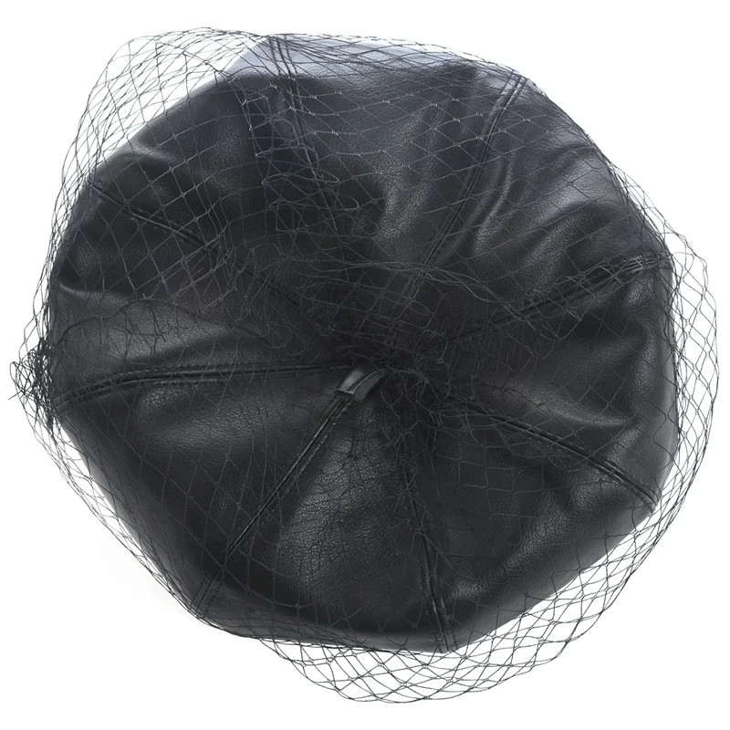 Fascinating Black Hat Chic Leather French Beret With Veil Mesh Show Double Layer Women Beret Beanies Cap
Fascinating Black Hat Chic Leather French Beret With Veil Mesh Show Double Layer Women Beret Beanies Cap