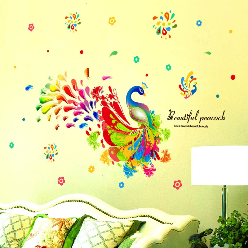 Colorful Peacock Wall stickers For Kids Room Beautiful Peahen Home Decoration Art PVC Vinyl Animals Creative Wall Decals Wallpap 
Colorful Peacock Wall stickers For Kids Room Beautiful Peahen Home Decoration Art PVC Vinyl Animals Creative Wall Decals Wallpap