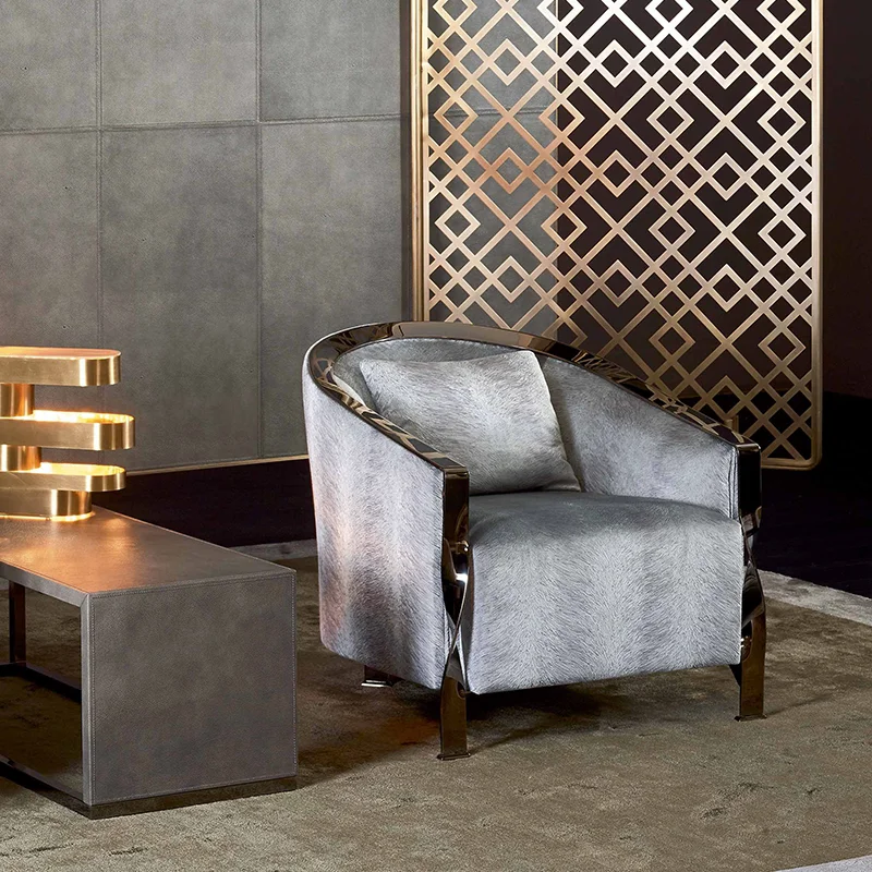 

Italy Rugiano Modern Light Luxury Postmodern Simple Fashion Living Room Single Seat Fabric Sofa Villa