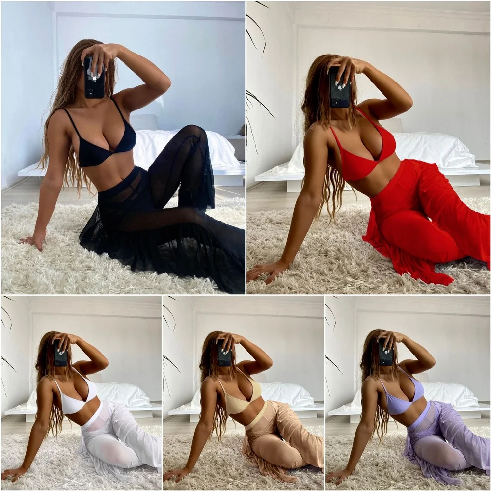 Ruffle Mesh Beachwear Three Piece Swimsuit Sexy Triangle Bra Bikini Swim Wear Perspective Swimming Costumes for Women Maillot
Ruffle Mesh Beachwear Three Piece Swimsuit Sexy Triangle Bra Bikini Swim Wear Perspective Swimming Costumes for Women Maillot
