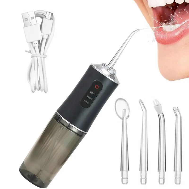 

Portable Electric Oral Irrigator Water Flosser Water Jet Tools Pick Cleaning Teeth 200ML 4 Nozzles Mouth Washing Machine Floss