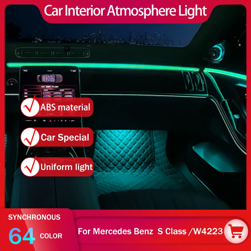 Подсветка салона автомобиля, неоновая RGB лента для декоративной двери автомобиля Benz S-Class W223, несколько режимов
Подсветка салона автомобиля, неоновая RGB лента для декоративной двери автомобиля Benz S-Class W223, несколько режимов