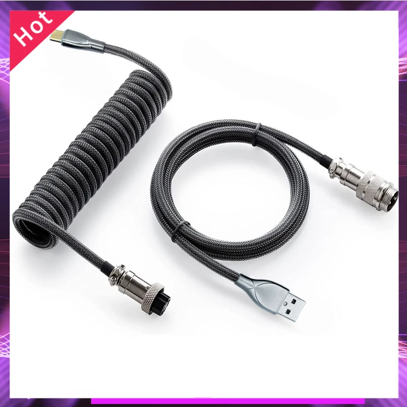 

1.8m Mechanical Keyboard Coiled Cable Wire Type C USB Cable Computer Aviation Connector Mechanical Keyboard Charging Cord