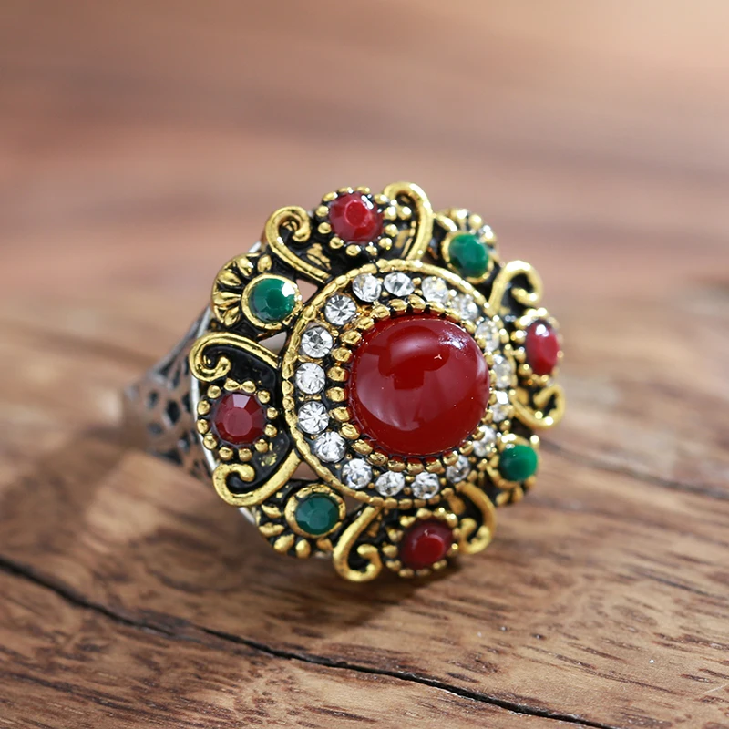 Wbmqda Vintage Round Crystal Flower Rings For Women Emerald Setting Antique Gold Fine Engraving Bridal Wedding Jewelry Gift
Wbmqda Vintage Round Crystal Flower Rings For Women Emerald Setting Antique Gold Fine Engraving Bridal Wedding Jewelry Gift