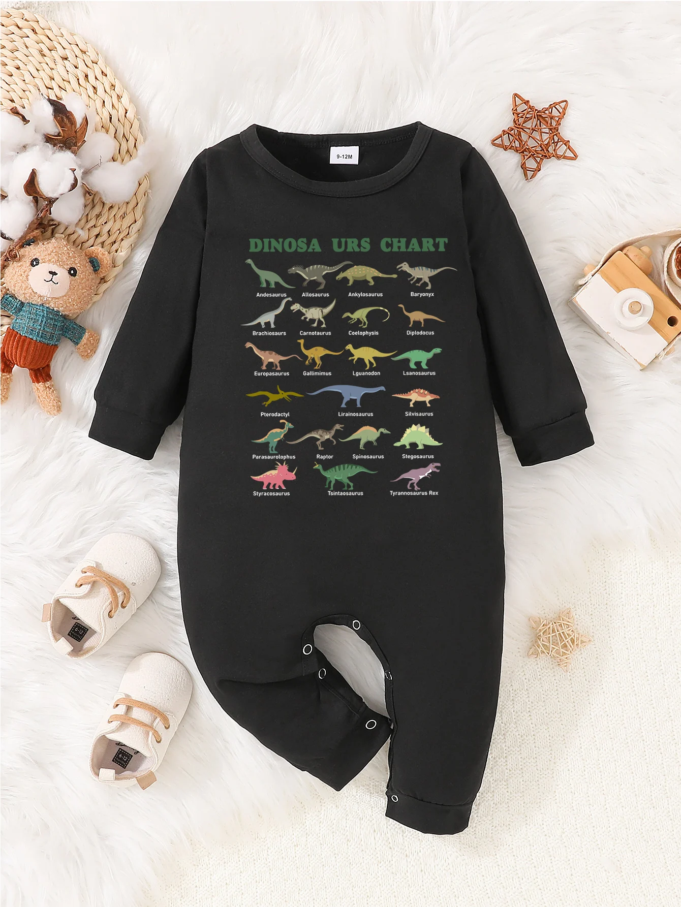 

Long Sleeve Baby Dinosaur Onesie Letter DIY Clothes Sunflower Baby Boys Girls Toddler Bodysuits Dog Print Playsuit Jumpsuit