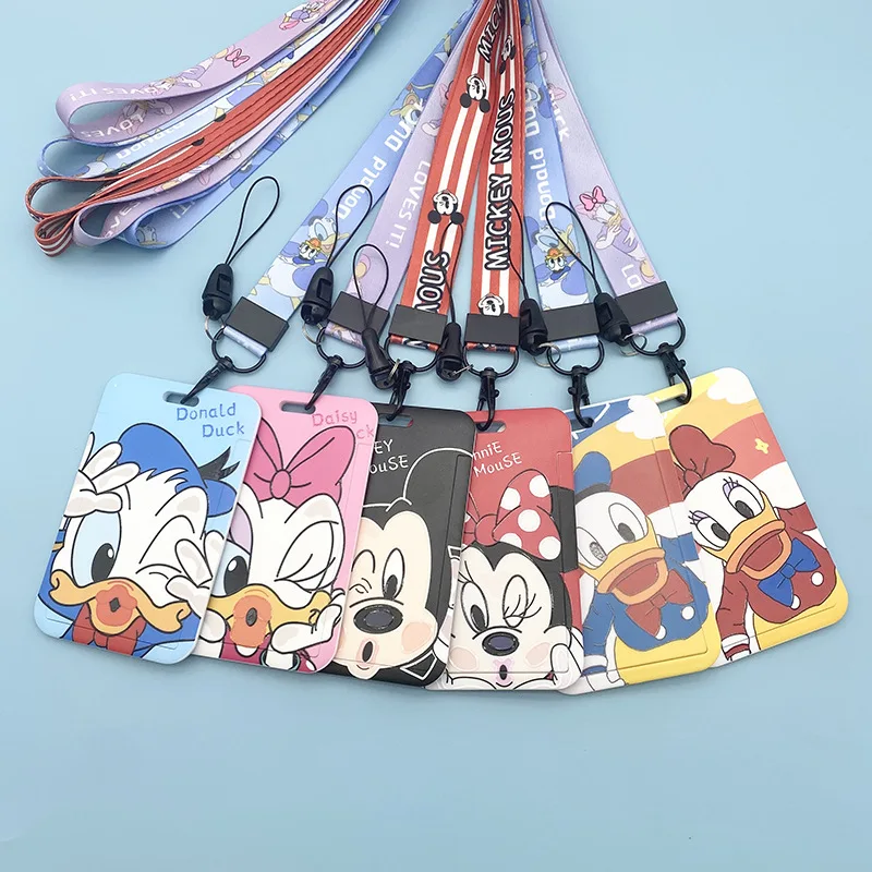 

30 Colors Disney Mickey Mouse Lanyard Credit Card ID Holder Bag Student Unisex Bank Bus Business Entrance Card Cover Badge