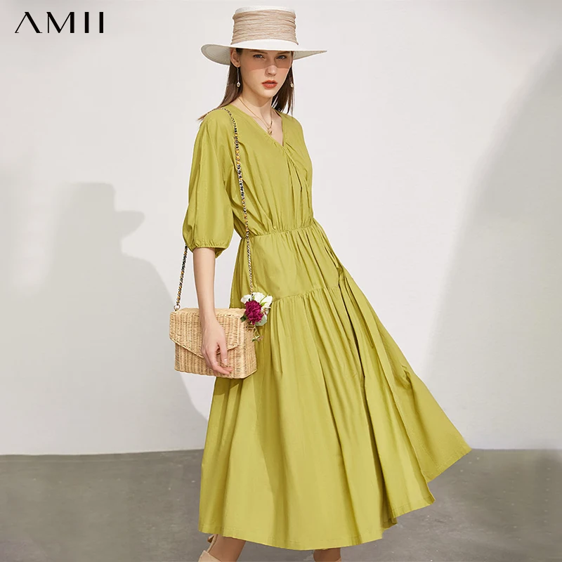 AMII Minimalism Summer Women's Dress Fashion 2pcs Set Solid Sling Dress Causal Vneck Lantern Sleeve Pleated Women's Set 12180007
AMII Minimalism Summer Women's Dress Fashion 2pcs Set Solid Sling Dress Causal Vneck Lantern Sleeve Pleated Women's Set 12180007