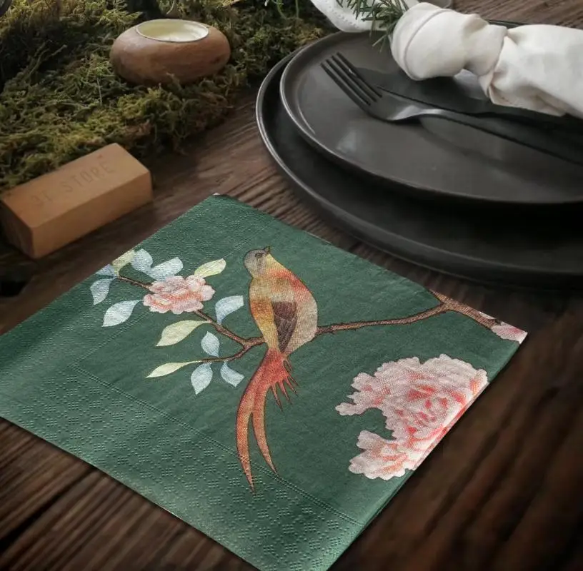 20 pieces / bag, hand-painted flowers and birds, high-end restaurants, cafes, napkins, paper towels, household handkerchiefs
20 pieces / bag, hand-painted flowers and birds, high-end restaurants, cafes, napkins, paper towels, household handkerchiefs