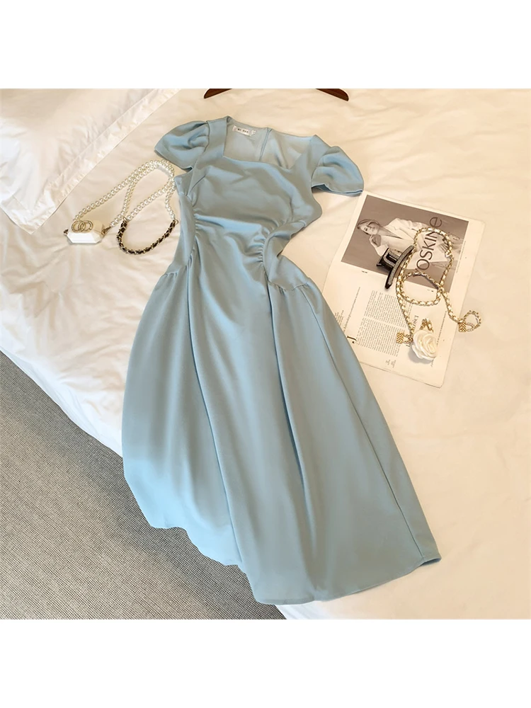 Women A-line Blue Dress Y2k Korean Ladies Vintage Short Sleeve Square Collar Dress Sexy Party Club One Piece Frocks Summer 2023
Women A-line Blue Dress Y2k Korean Ladies Vintage Short Sleeve Square Collar Dress Sexy Party Club One Piece Frocks Summer 2023