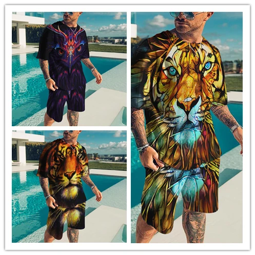 New Summer Streetwear Men Set Lion King Tracksuit Man Oversized Clothes 3d Printed T shirt Shorts Sportswear Mens Tshirts Suit
New Summer Streetwear Men Set Lion King Tracksuit Man Oversized Clothes 3d Printed T shirt Shorts Sportswear Mens Tshirts Suit