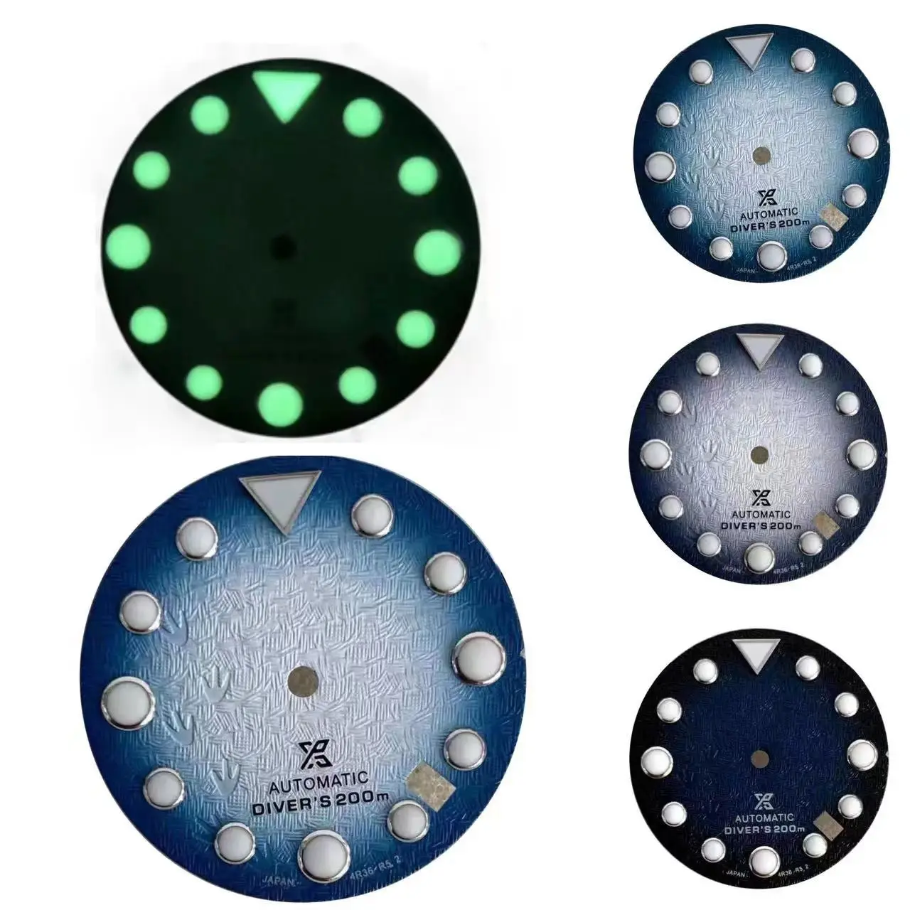 28.5mm dial C3 Green luminous dial suitable for NH35 movement watch accessories with S logo 
28.5mm dial C3 Green luminous dial suitable for NH35 movement watch accessories with S logo
